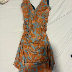 Orange and blue floral prana dress